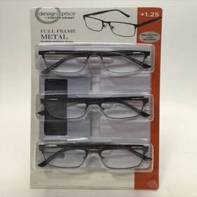 Design Optics 193033366066 By Foster Grant Full Frame Metal 3pk 1.25 With Protective Case