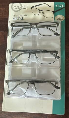 Design Optics 193033366080 By F.g Mens Full Frame Metal Reading Glasses 3 Pk 1.75