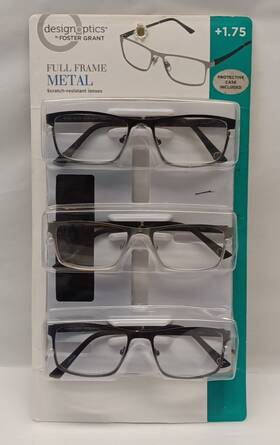 Design Optics 887661581235 By Foster Grant Full Frame Metal Glasses - 1.75