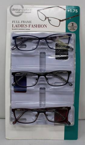 Designoptics 193033147481 By Foster Grant Full Frame Line Design Ladies Fashion Lenses 1.75
