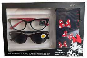 Disney 085612227267 Minnie Mouse 2.50 Reader And Sun Reading Glasses Case Set