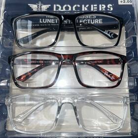 Dockers 193033643419 2.00 Reading Glasses 3 Pairs In Black Tortoise And Clear