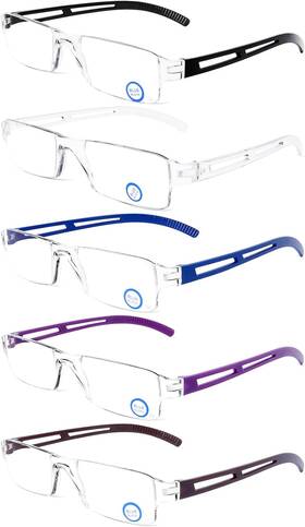 Doovic 313020184132 5 Pack One-piece Design Reading Glasses Lightweight Comfortable Blue Ligh