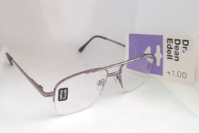 50820 Dr. Dean Edell 078041124917 Reading Glasses Aviator Silver Half Rimless Spring 1.00 #50820
