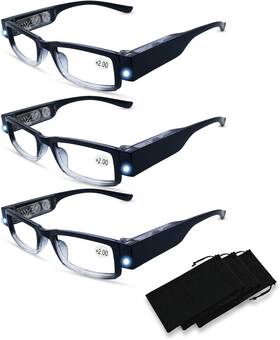 Duanmei 313053625688 3 Pack Reading Glasses With Lights And Magnifier In