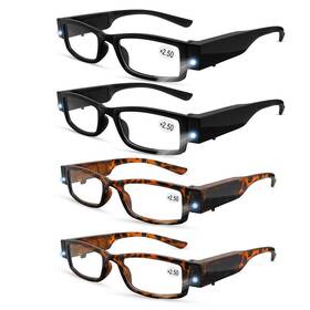 Duanmei 744306080440 4 Pcs Reading Glasses With Light Bright Led Readers Lights Readi