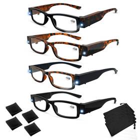 Duanmei 780682920406 4 Pack Reading Glasses With Lights In The Frame Bright Led Readers Ma