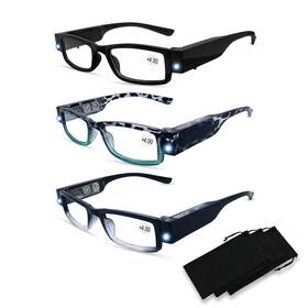 Duanmei 780682920444 3 Pack Reading Glasses With Lights In The Frame For Men Women Bright Led Read