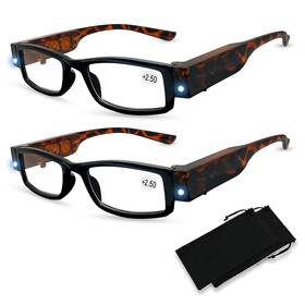 Duanmei 780682920659 2 Pack Reading Glasses With Light Bright Led Readers Lights Glas