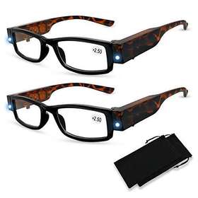 Duanmei 780682920703 2 Pack Reading Glasses With Light Bright Led Readers Lights Glas