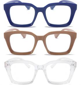 Dxyxyo 445044344377 3 Pack Retro Oversized Reading Glasses For Women Men Fashion Square Blue Dxyxyo 445044344377 3 Pack Retro Oversized Reading Glasses For Women Men Fashion Square Blue