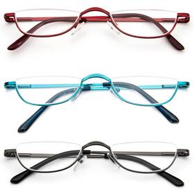 B0cm5khcpj Dxyxyo 3-pack Womens Half Frame Reading Glasses 2.5 Moon Metal Readers