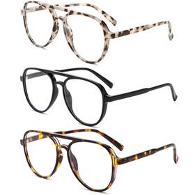 L2420-bkgyleobnleo-2.0 Dxyxyo 3 Pack Retro Aviator Reading Glasses For Women 2.0 Mens Classic Light