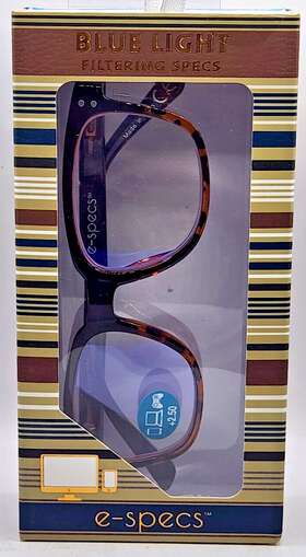 E-specs 802807354306 Blue Light Filtering Reading Glasses 2.50 Tortoise Readers
