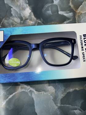 E-specs 802807356263 Nib Blue Light Filtering Reading Glasses 1.50 Chrome Nice
