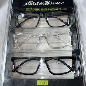 Eddie Bauer 888989253446 Reading Glasses 3 Pack Readers Black Clear Tortoise New 2.00