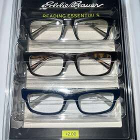 Eddie Bauer 888989307293 Reading Glasses 3 Pack Rectangular Readers Black Blue And Tortoise