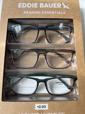 Eddie Bauer 888989403018 Designer Reading Glasses 3 Pack Readers 2.00 Black/brown/green-new