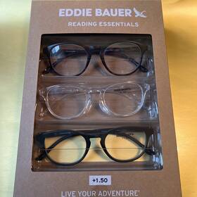 Eddie Bauer 888989466242 Reading Glasses 3 Pack 1.50 Brown Clear Blk Designer Readers Round