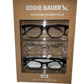 Eddie Bauer 888989466259 Reading Glasses 3 Pack 2.00 Black Clear Grey Designer Readers New