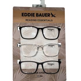 Eddie Bauer 888989498922 Reading Glasses 3 Pack 1.50 Brown Clear Grey Designer Readers New