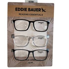 Eddie Bauer 888989498946 Reading Glasses 3 Pack 2.50 Black Clear Grey Designer Readers New