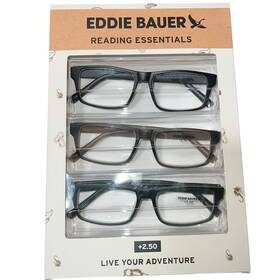 Eddie Bauer 888989499080 Designer Reading Glasses 3 Pack Readers 2.50 Black Brown Green New