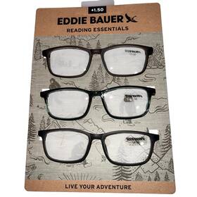 Eddie Bauer 888989548337 Reading Glasses 3 Pack 1.50 Brown Green Grey Designer Readers New