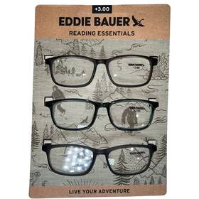 Eddie Bauer 888989548399 Reading Glasses 3 Pack 3.00 Brown Green Grey Designer Readers New