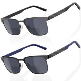 8009bspk275 Epavouos 2 Pack Bifocal Reading Sunglasses Men Stainless Steel Frame Tr90 Temple