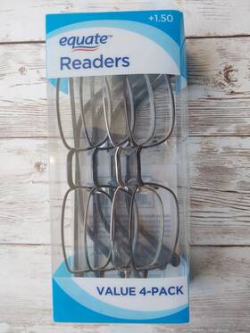 Equate 681131241632 Bronx Reading Glasses 1.50 Magnifying 4-pairs Readers New In Box