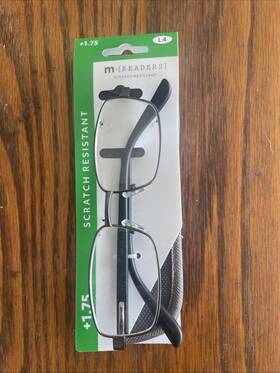 Equate 681131361392 Unisex Reader Glasses With Case Plastic Lens Grey And Clear Color 1.75