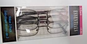 Essentials 193033399095 3 Pack Reading Glasses 2.50 Metal Frames Lightweight Aspheric Lenses