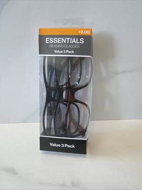 Ts3000 Essentials 193033543191 Vl Value 3 Pack Reading Glasses Strength 2.00 Black Tortoise