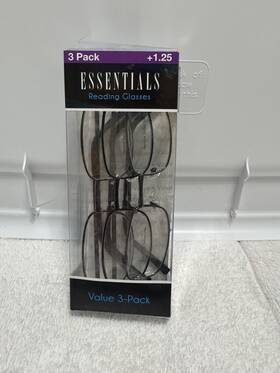 Essentials 193033558164 Men S Reading Glasses 3 Pack 1.25 Gun Metal X2 Black X1 Council