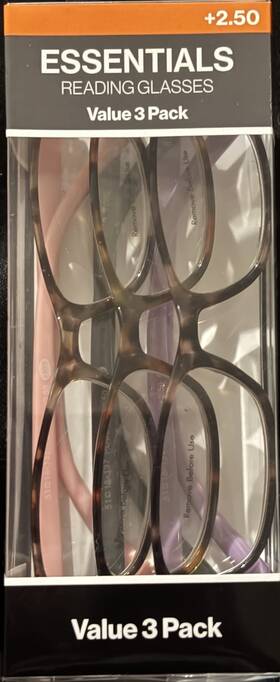 Ts2012 Essentials Rectangle Reading Glasses Multicolor Plastic Scratch-resistant 2.50