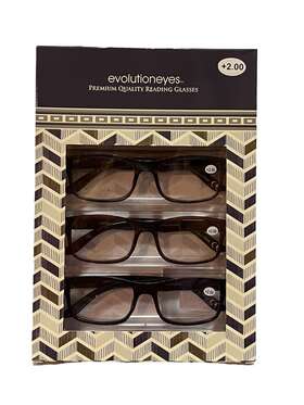 Evolution 802807349715 Eyes Mens Textured Set Of 3 Pairs Reading Glasses 2.00 Strength