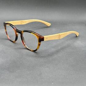 0275-092125-79.98 Eyebobs Gone Fishing 1.25 Readers Tort And Wood Used Narrow Rare