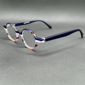 7849-100924-64.95 Eyebobs Wisecracker 3345-10 Reading Glasses Blue Stripe Flex Used