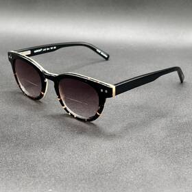 9042-030825-59.95 Eyebobs Laid Sun Readers Bi-focal 2.50 Black Fade Tort 46-20 Hand Made Used