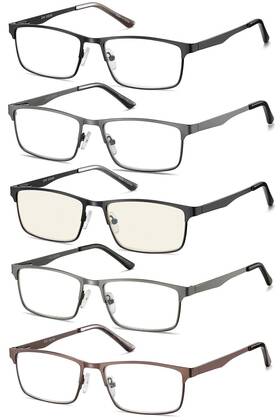 Eyecedar 707565400619 5pack Reading Glasses For Men Metal Frame Spring Hinges Include A Pair Of Blue L