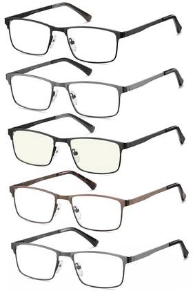 B0181bwl4m Eyecedar 5-pack Mens Reading Glasses Metal Frame Spring Hinges Computer Readers