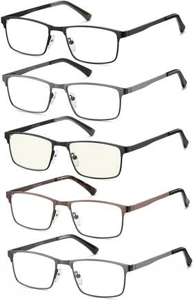 Ca85580-150 Eyecedar 5 Pack Reading Glasses Men Metal Spring Hinges With Blue Light Blocking