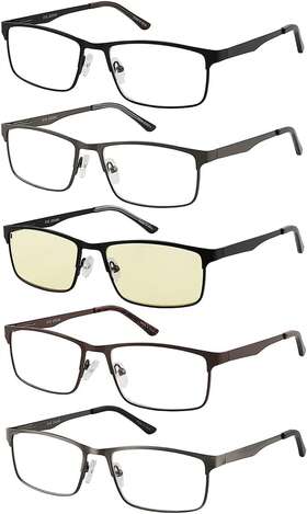 Ca85580-200 Eyecedar 5-pack Reading Glasses Men Metal Frame Rectangle Style Stainless Steel