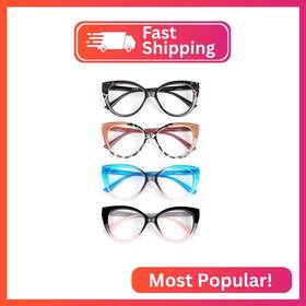 Op967001 Eyeezi 4pc Cat Eye Reading Glasses For Women Blue Light Flexible Spring Hinges.a