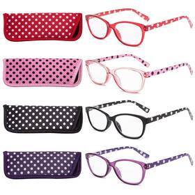 L-0016-4p250 Eyeguard Polka Dots Fashion Ladies Reading Glasses 4 Pairs Spring Hinge Readers For Women