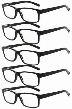 Eyekepper 767644488808 5 Pack Reading Glasses For Men Spring Hinges Classic Readers Black Frame 2.50