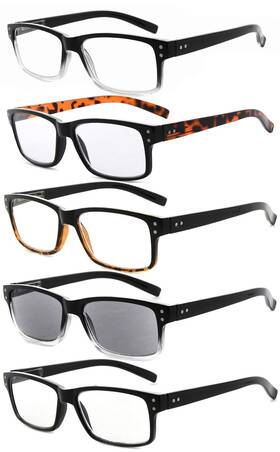 Eyekepper 767674135772 5 Pack Reading Glasses For Men Includes Reader Sunglasses Spring Hinges Class