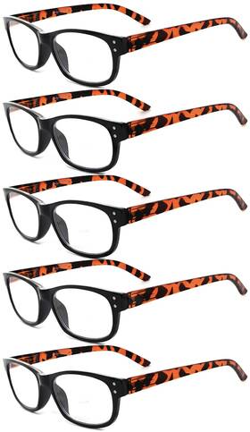 Eyekepper 795400501867 Classic Reading Glasses For Men 5 Pack Spring Hinges Readers Black Fra