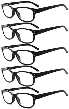 Eyekepper 795400502222 Classic Reading Glasses For Men 5 Pack Spring Hinges Readers Black